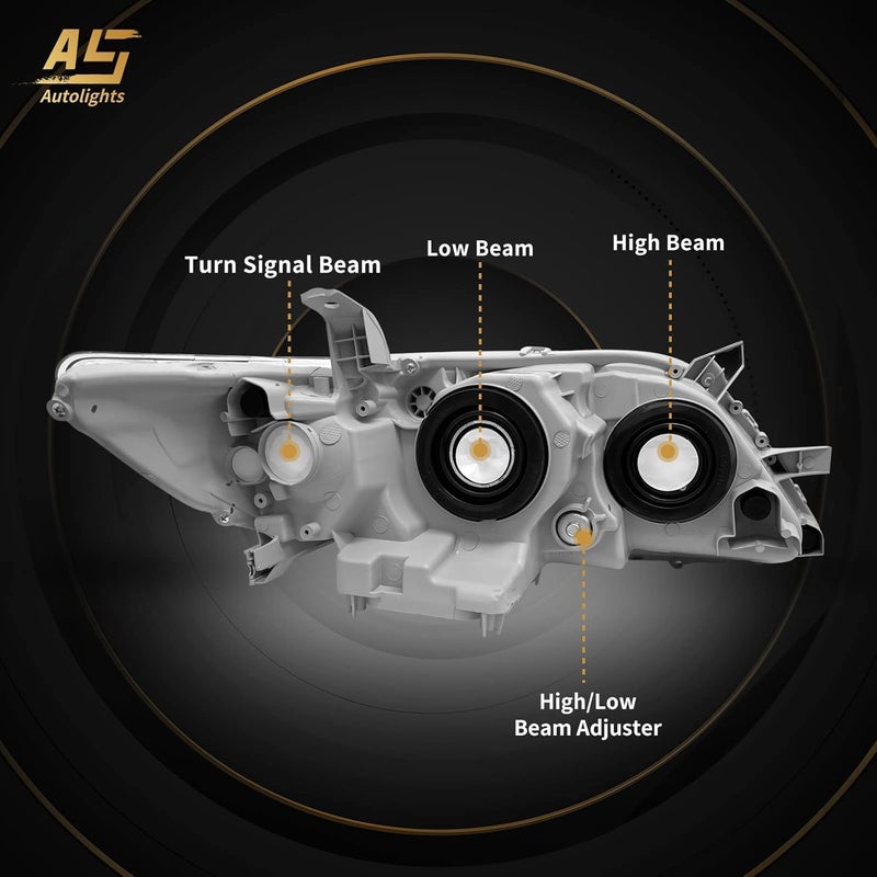 AS 2007 2008 2009 Toyota Camry Headlight Assembly Headlamps for 07 08 09 Camry Exclude Hybrid Projector Left and Right Pair - Chrome Housing Clear Lens - Image 4